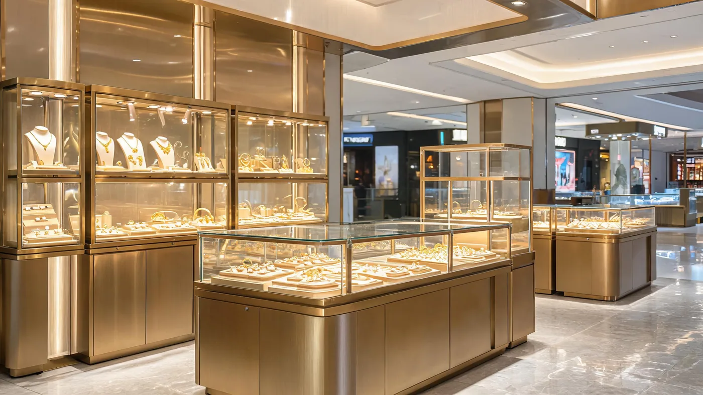 商场专柜黄金展柜定制，整店设计从3D效果图开始 配图 2