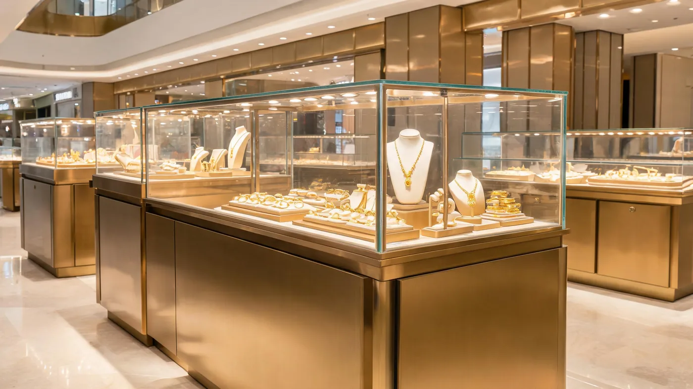 商场专柜黄金展柜，整店设计交付一步到位 首图